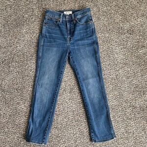 Madewell Stovepipe Jeans 24P Petite High Rise Straight Leg Classic Blue Denim